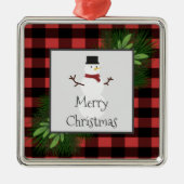 Snowman Red Buffalo Pset Ceramic Ornament (Voorkant)