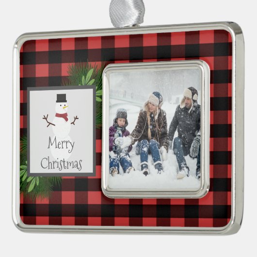 Snowman Red Buffalo Pset Framed Ornament (Links)