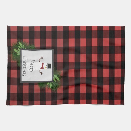 Snowman Red Buffalo Pset Kitchen Towel Theedoek (Horizontaal)