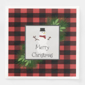 Snowman Red Buffalo Pset Paper Napkin Servet (Voorkant)