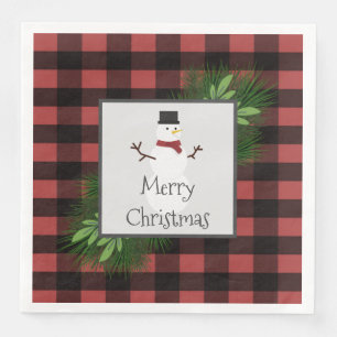 Snowman Red Buffalo Pset Paper Napkin Servet