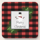 Snowman Red Buffalo Pset Plastic Onderzetter (Voorkant)