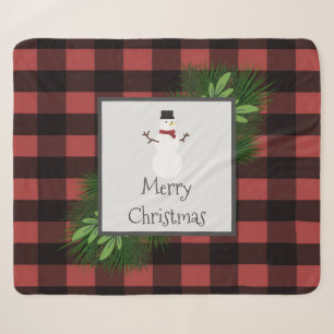 Snowman Red Buffalo Pset Sherpa Blanket Deken