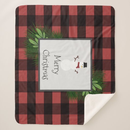 Snowman Red Buffalo Pset Sherpa Blanket Sherpa Deken (Voorkant)