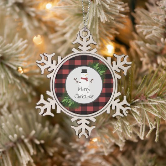 Snowman Red Buffalo Pset Snowflake Ornament (Boom)