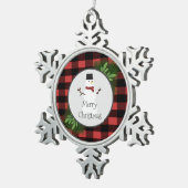 Snowman Red Buffalo Pset Snowflake Ornament (Rechts)