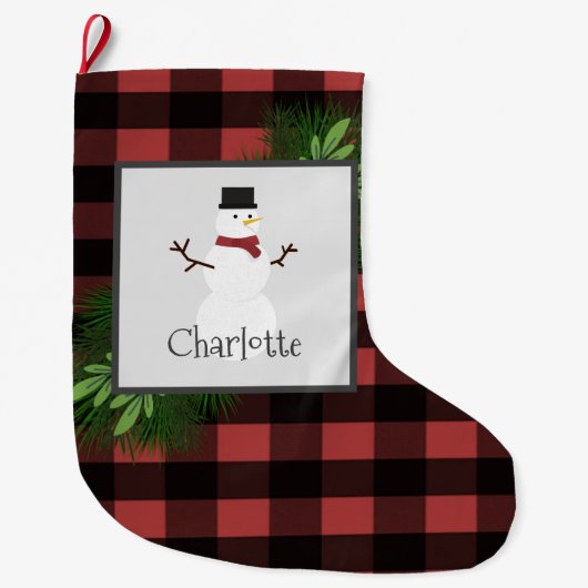 Snowman Red Buffalo Pset Stocking Grote Kerstsok (Voorkant)