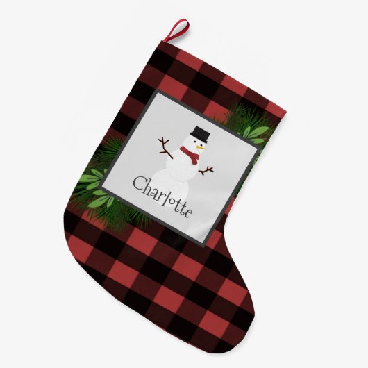 Snowman Red Buffalo Pset Stocking Grote Kerstsok (Voorkant (Hangend))