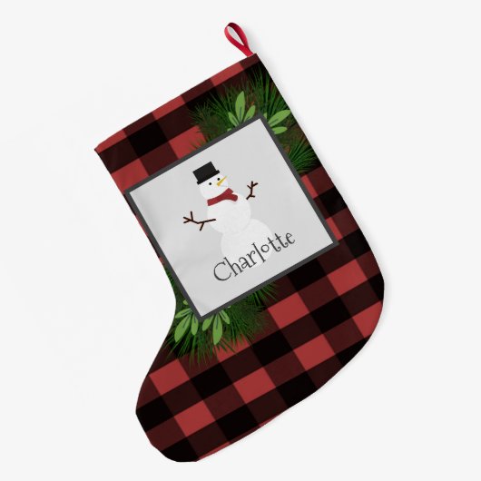 Snowman Red Buffalo Pset Stocking Grote Kerstsok (Achterkant (Hangend))