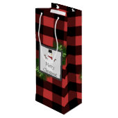 Snowman Red Buffalo Pset Wine Gift Bag Wijn Cadeautas (Achterkant Gekanteld)
