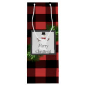 Snowman Red Buffalo Pset Wine Gift Bag Wijn Cadeautas (Achterkant)