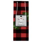 Snowman Red Buffalo Pset Wine Gift Bag Wijn Cadeautas (Voorkant)