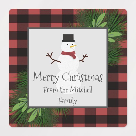 Snowman Red Buffalo speldenbaklabels Labels (Design 1)