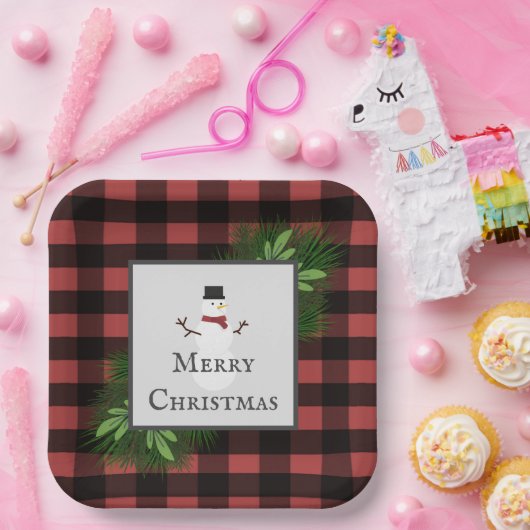 Snowman Red Buffalo Spons Paper Bord (Feest)