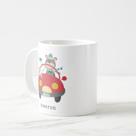 Snowman Red Car (geschikt voor kerstmis Beer) Koffiemok (Voorkant links)