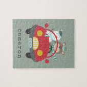 Snowman Red Car (geschikt voor kerstmis Beer) Legpuzzel (Horizontaal)