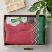 Snowman Red en Green Chevron Pattern Ribbon Tissuepapier (Geschenk)