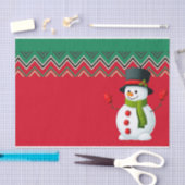 Snowman Red en Green Chevron Pattern Ribbon Tissuepapier (Craft)