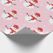 Snowman Red en Pink Cadeaupapier (Hoek)