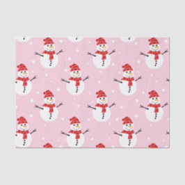 Snowman Red en Pink Tissuepapier