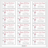 Snowman Red | Grijze kerstAdresetiketten Sticker (Vel)