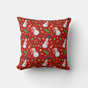 Snowman Red met feestelijke kerstfeestdagen Kussen