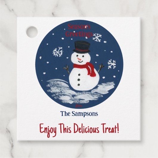 Snowman Red PERSONALISEREN Bedankjes Labels (Voorkant)