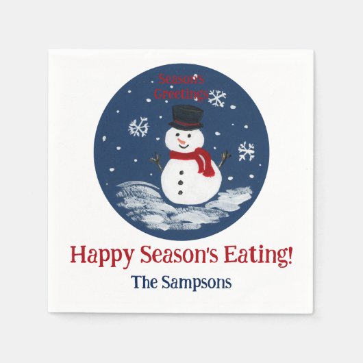 Snowman Red PERSONALISEREN Servet (Voorkant)