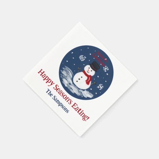Snowman Red PERSONALISEREN Servet (Hoek)