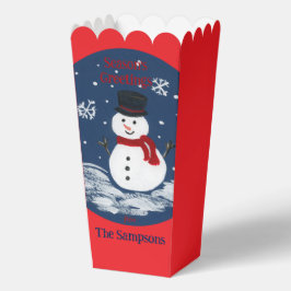 Snowman Red Personalize Cookie Popcorn Box Bedankdoosjes