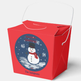 Snowman Red Personalize Cookie Treat Box Bedankdoosjes