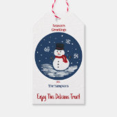 Snowman Red Personalize long Cadeaulabel (Voorkant)