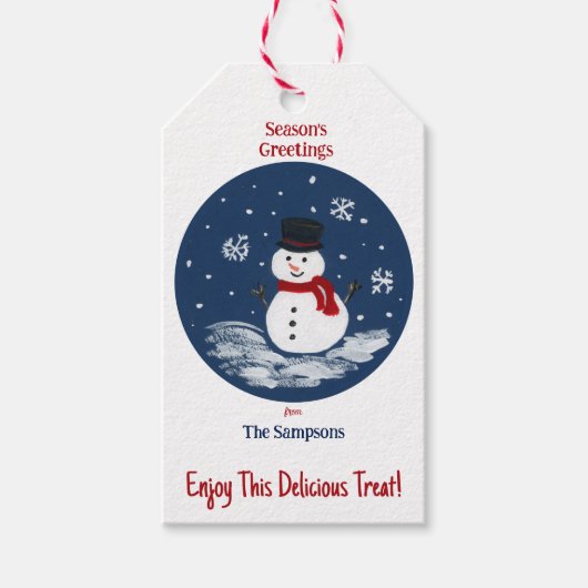 Snowman Red Personalize long Cadeaulabel (Voorkant)