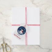 Snowman Red Personalize long Cadeaulabel (Met Touw)