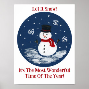 Snowman Red Wonderful Time Jaar PERSONALISEREN Poster