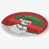 Snowman  regenboogsneeuwvlokken Rood groen 9" Papieren Bordje (Gekanteld)