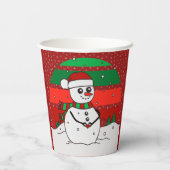 Snowman  regenboogsneeuwvlokken Rood Groen Papieren Bekers (Achterkant)