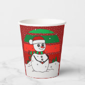 Snowman  regenboogsneeuwvlokken Rood Groen Papieren Bekers (Voorkant)