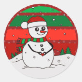 Snowman  regenboogsneeuwvlokken Rood Groen Ronde Sticker (Voorkant)
