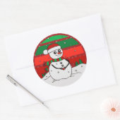 Snowman  regenboogsneeuwvlokken Rood Groen Ronde Sticker (Envelop)