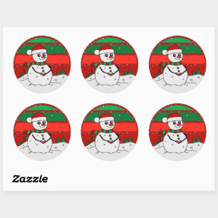 Snowman regenboogsneeuwvlokken Rood Groen Ronde Sticker