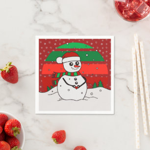 Snowman regenboogsneeuwvlokken Rood Groen Servet