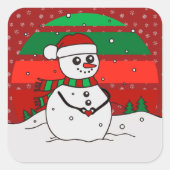 Snowman regenboogsneeuwvlokken Rood Groen Vierkante Sticker (Voorkant)