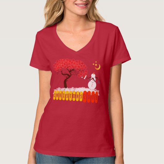 Snowman-regisseur Snowman die naar de maan kijkt T-shirt (Voorkant)