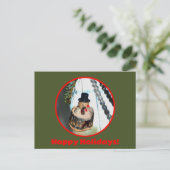 Snowman Retro  Nostalgische Kerst Feestdagenkaart (Staand voorkant)