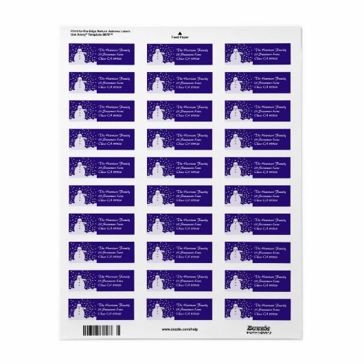 Snowman Return Address Label (Full Sheet)
