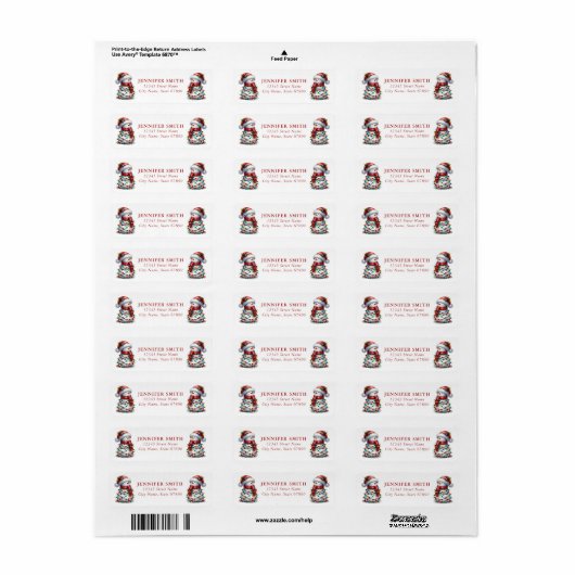 Snowman Return Address Labels (Full Sheet)