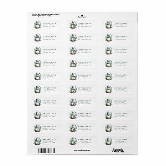 Snowman Return Address Labels (Full Sheet)