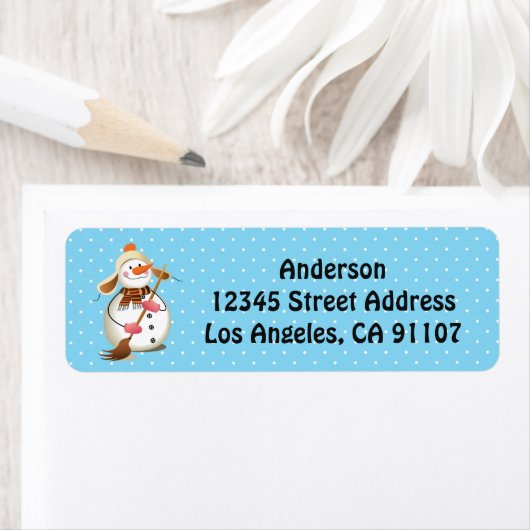 Snowman Return Address Labels overhalen (Insitu)