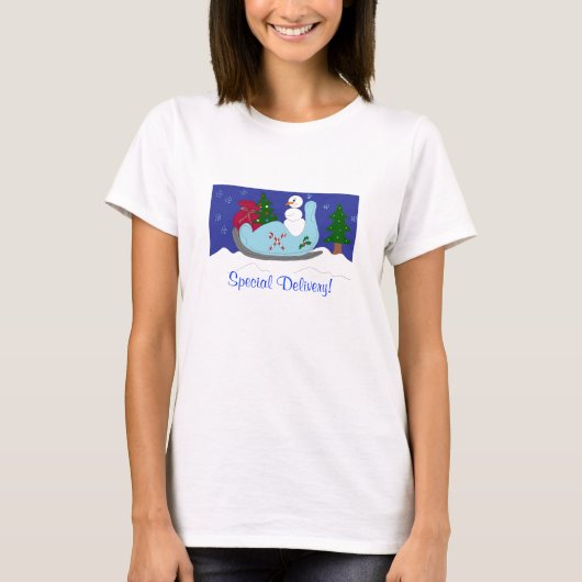 Snowman Rijden met een Sleigh T-shirt (Voorkant)